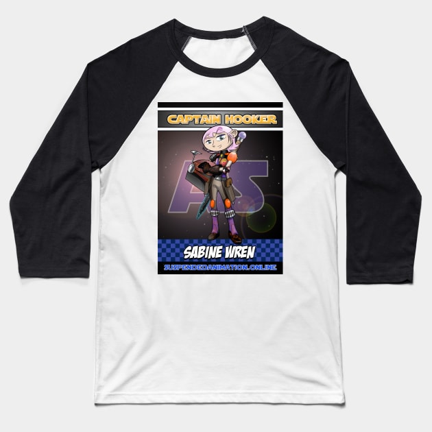 Captain Hooker Crossover Baseball T-Shirt by tyrone_22